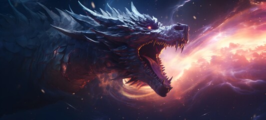 Naklejka premium Astral vision dragon busther meets cosmos,generative AI