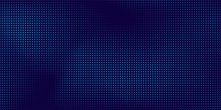 Abstract light blue dots on dark blue background. Dynamic waves mesh texture. Modern cyber concept