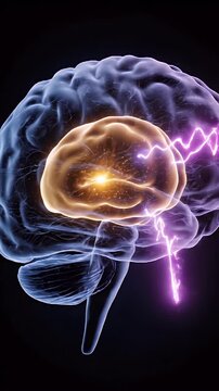 CGI Visualization of Neural Activity in the Human Brain Limbic System Showing Emotional Modulation Pathways with Vibrant Energy Pulses on a Dark Abstract Background