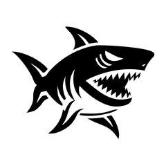 Obraz premium shark silhouette icon illustration for marine wildlife ocean predator and aquatic design