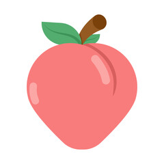 Fototapeta premium Vector illustration of heart-shaped peach, vegetarian fruit, health care, nutritious diet, wellness, organic food concept, modern flat vector design for healthy lifestyle and nutrition.