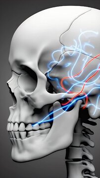 CGI Visualization of Temporomandibular Joint Dysfunction Showing Neural Pathways and Disruption Highlighting Pain and Inflammation in a Medical Education Context