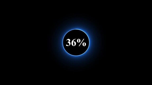Neon circle loading bar animation on black background . Neon circle in charging percent icon. futuristic technology concept on animation video.. 