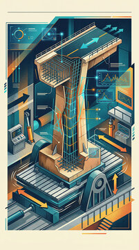 Engineering Laboratory Compression Testing Reinforced Concrete Column For Infrastructure Structural Analysis Illustration