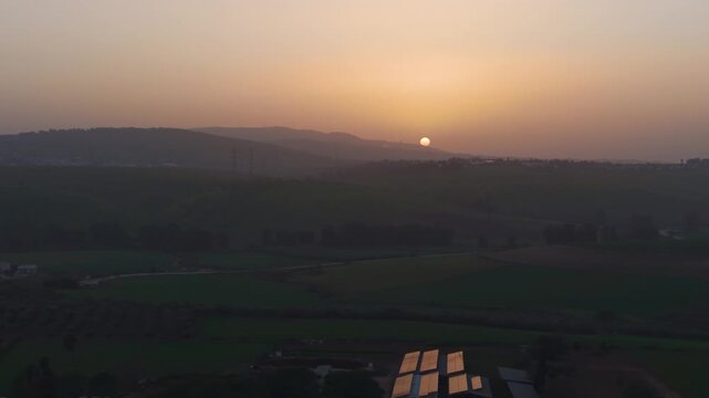 Israel's Galilee mountains create a powerful silhouette during a close-up sunset view of the Nahal Kama area.