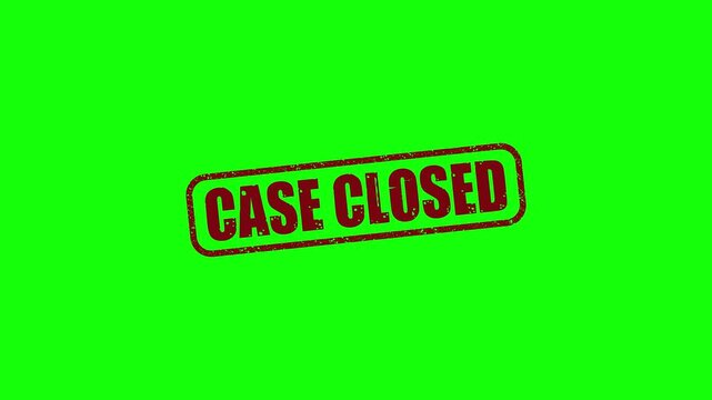 Textured Case Closed text animation. case closed Rubber Stamp motion. impression slide down rubber seal 4k video.