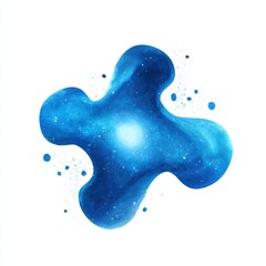Abstract Blue Nebula Cloud Formation With Stars And Splatters On White Background