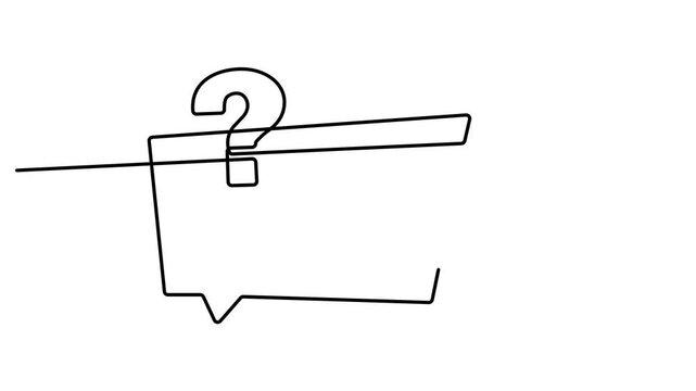Animated self drawing of continuous line draw Quick tips. Animated self drawing question mark and speech bubble video. Full length one line animation. 4K video