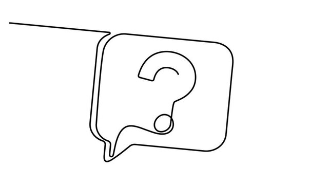 Animated self drawing of continuous line draw Quick tips. Animated self drawing question mark and speech bubble video. Full length one line animation. 4K video