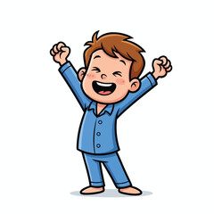 Obraz premium Joyful Young Boy Celebrating Happiness and Excitement in Casual Clothing