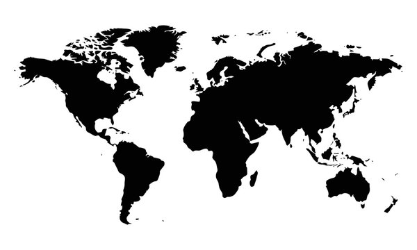 minimalist black world map vector flat design