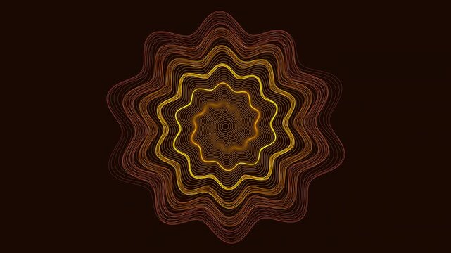 4K UHD seamless loop of Svadhisthana cymatics standing wave interference. Sacred geometry mandala breathing in deep healing motion. Ambient acoustic resonance background for meditation and yoga.