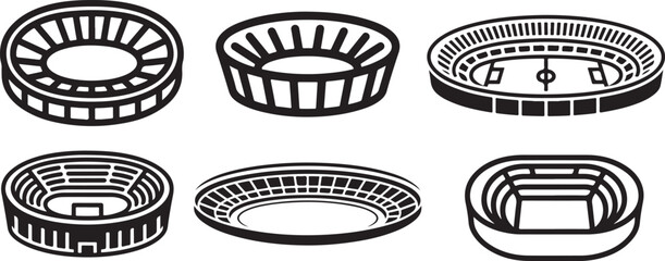 Soccer sports stadium arena buildings vector illustration graphic isolated on transparent background