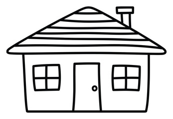 Simple House Icon Black Outline Vector Illustration