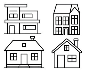 Simple House Icon Set Vector Illustration