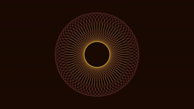 4K UHD seamless loop of Svadhisthana chakra. This minimalist sacred geometry spirograph performs a rhythmic breathing motion. Perfect as a meditative background for yoga studios or sound baths.
