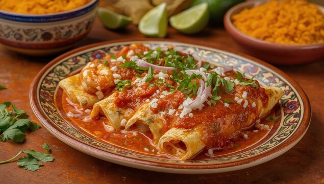 Shrimp-filled tortillas, a Mexican dish