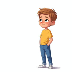 Obraz premium Cartoon boy standing with a happy expression