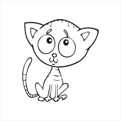 Obraz premium Cute Kitten Coloring Page Vector Image