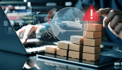 Transportation logistic with cargo ship in war crisis