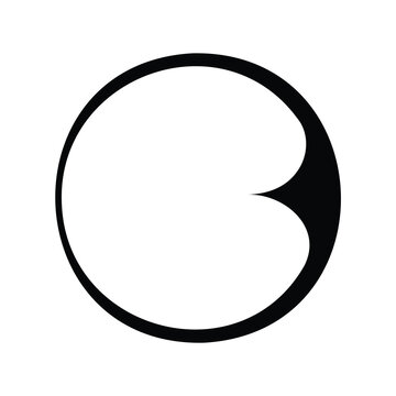 Abstract minimalistic black and white graphic shape with circular and cusp design