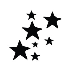 Obraz premium Silhouette of seven stars of different sizes scattered on white background
