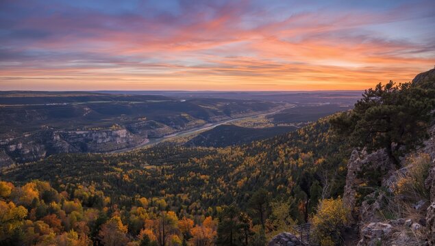 Sunset view of Belle Fourche Valley from Wyoming's Devil's Tower