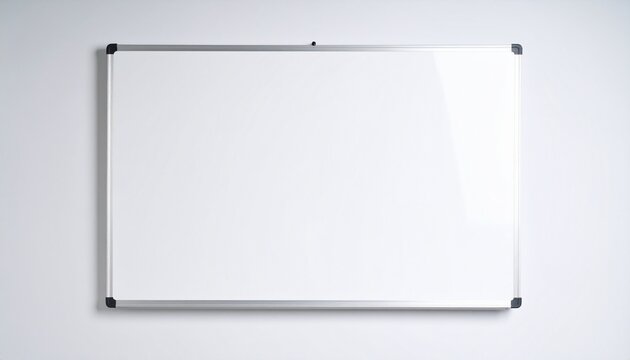 Blank Whiteboard for Presentation Hanging on a White Wall