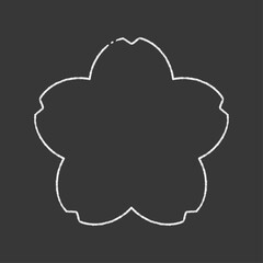 手描きの桜の花のチョークアート風の線画フレーム素材 - シンプルでかわいい白い線の装飾イラスト