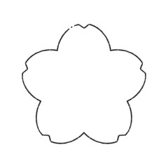 手描きの桜の花の線画フレーム素材 - 春･卒入学･日本のイメージのシンプルな黒い線の装飾イラスト