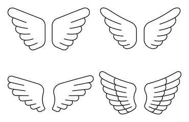 Obraz premium Collection of Four Stylized Black and White Wing Designs