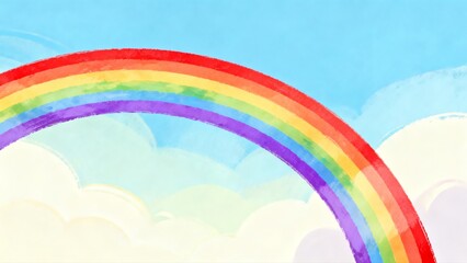 Fototapeta premium Rainbow in sky with clouds