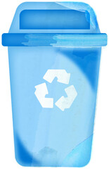 Watercolor Light Blue Recycle Bin, Earth Day recycling theme