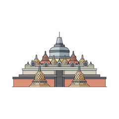 Obraz premium Borbobudur Temple Illustration: Ancient Buddhist Monument, UNESCO World Heritage Site
