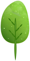 Stylized Green Leafy Tree Illustration, Earth Day recycling theme