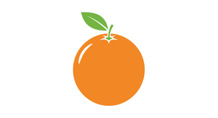 A vibrant orange with a single green leaf digitally illustrated