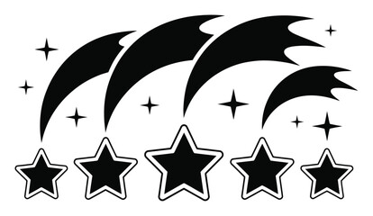 Black and white of shooting stars and stars © Hintsync