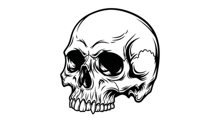 Obraz premium Spooky Human Skull Illustration - Dark Art & Horror Concept