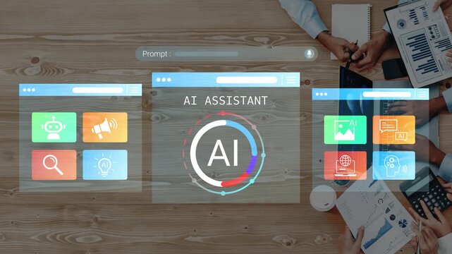 Innovative AI Assistant Interface with Interactive Tools for Enhanced Productivity and Streamlined User Experience in a Modern Workspace Setup Gluon.
