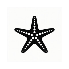 Fototapeta premium Simple black silhouette of a five pointed starfish on a white background