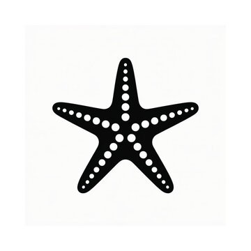 Simple black silhouette of a five pointed starfish on a white background