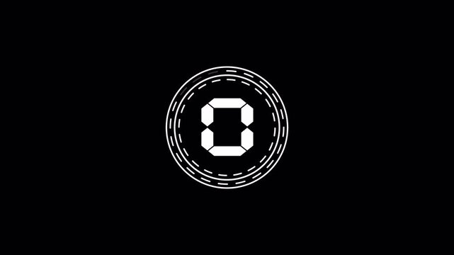 5 second countdown circle animation, modern digital timer from 5 to 0 with alpha channel. 4k video