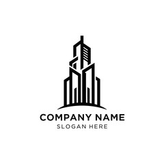 Naklejka premium Modern Skyscraper Logo Design Template.