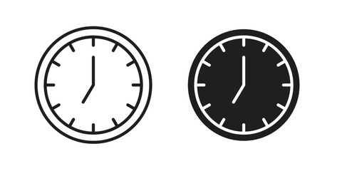 Clock seven icon linear symbol. Vector Designs.