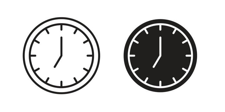 Clock seven icon linear symbol. Vector Designs.