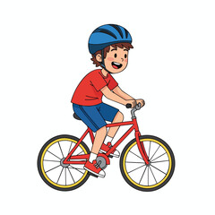 Fototapeta premium Children Riding Bicycle Outdoors with Helmet for Active Play and Exercise