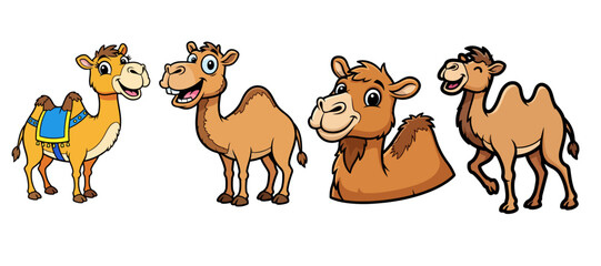 Fototapeta premium Cartoon Camel Vector: Cute Desert Animal and Dromedary Character Set