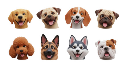 Obraz premium collection of cartoon dog heads smiling with white background pet products or educational materials