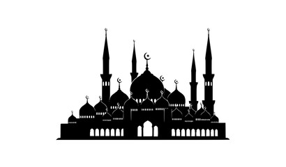 Fototapeta premium Islamic Mosque Skyline Silhouette with Domes and Minarets Vector