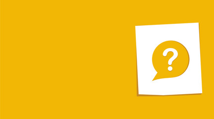 Question Mark Icon Background in Speech Bubble on Paper Note, Vector Illustration. Flat Design Style.